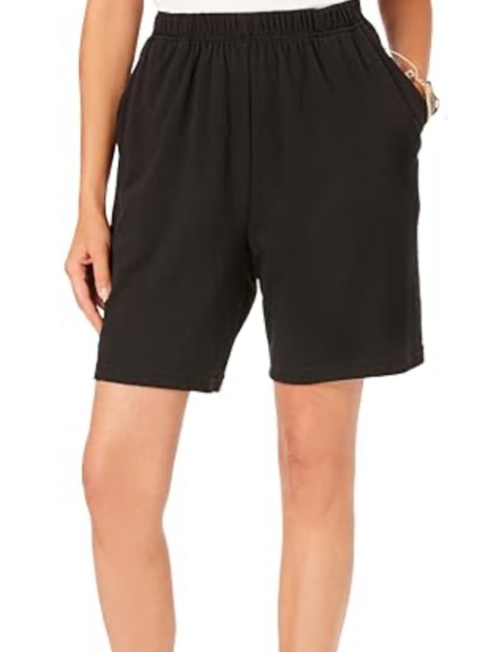 Gemma Navy Blue Cotton Drawstring Bermuda Shorts Pockets Stretch Medium